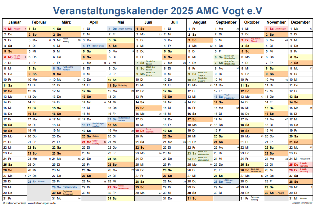 Terminplan 2025